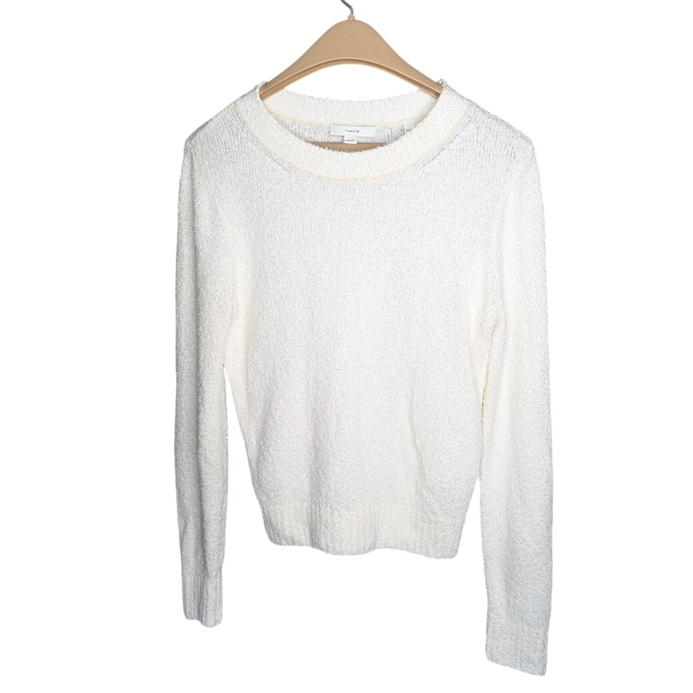Vince Boucle Sweater Ivory Cream Cotton Blend Crewneck XS VX08476128
